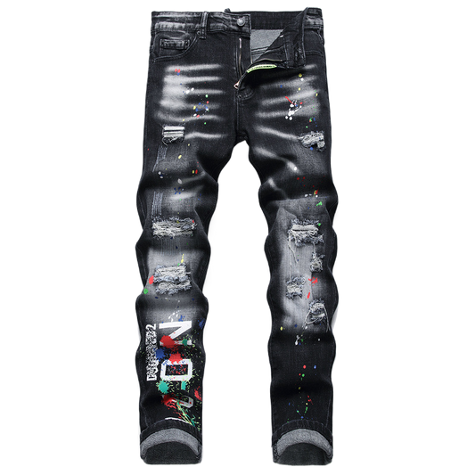 SOLA-DSQ2 Hole 2024ss Black Jeans