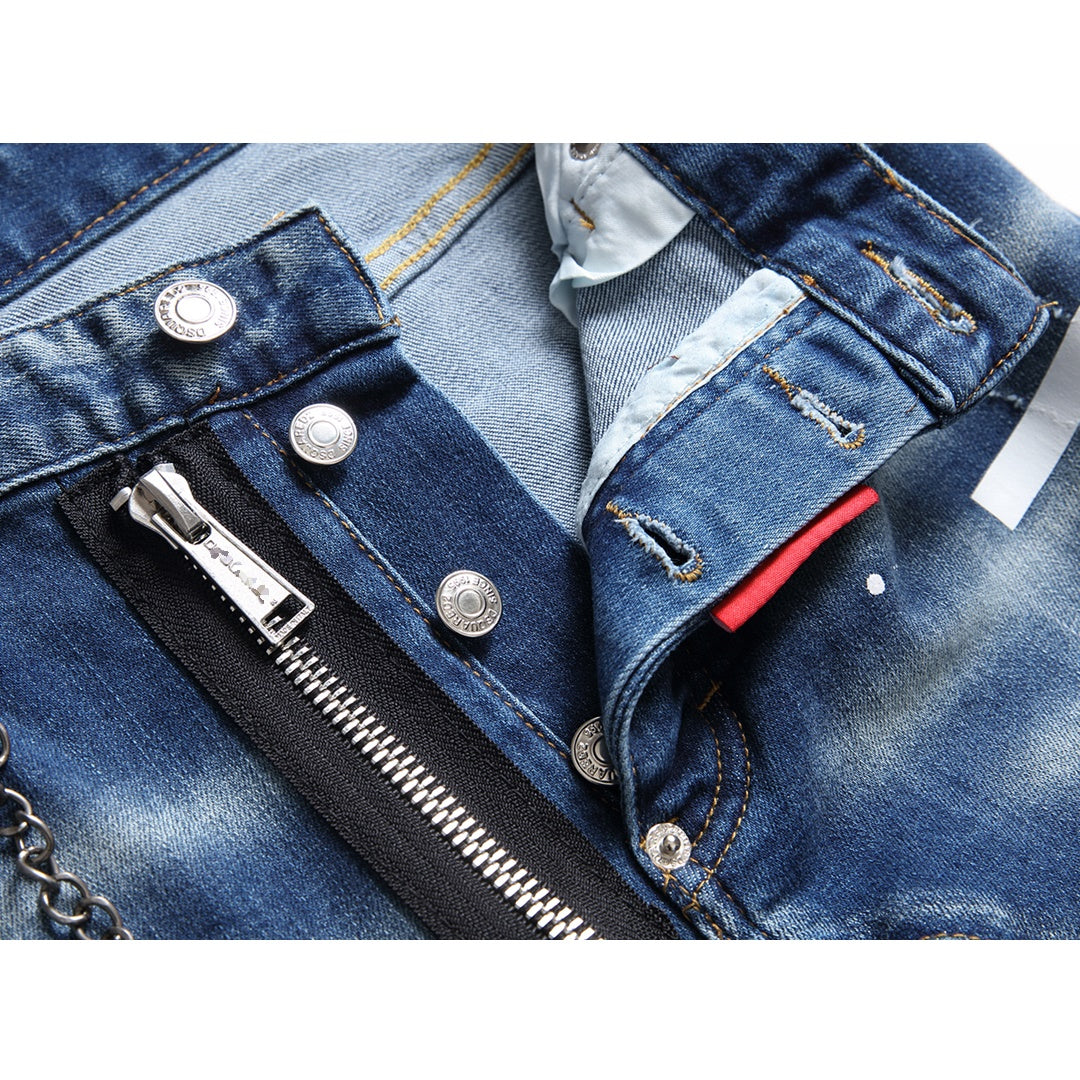 SOLA-DSQ2 hole patch print Jeans