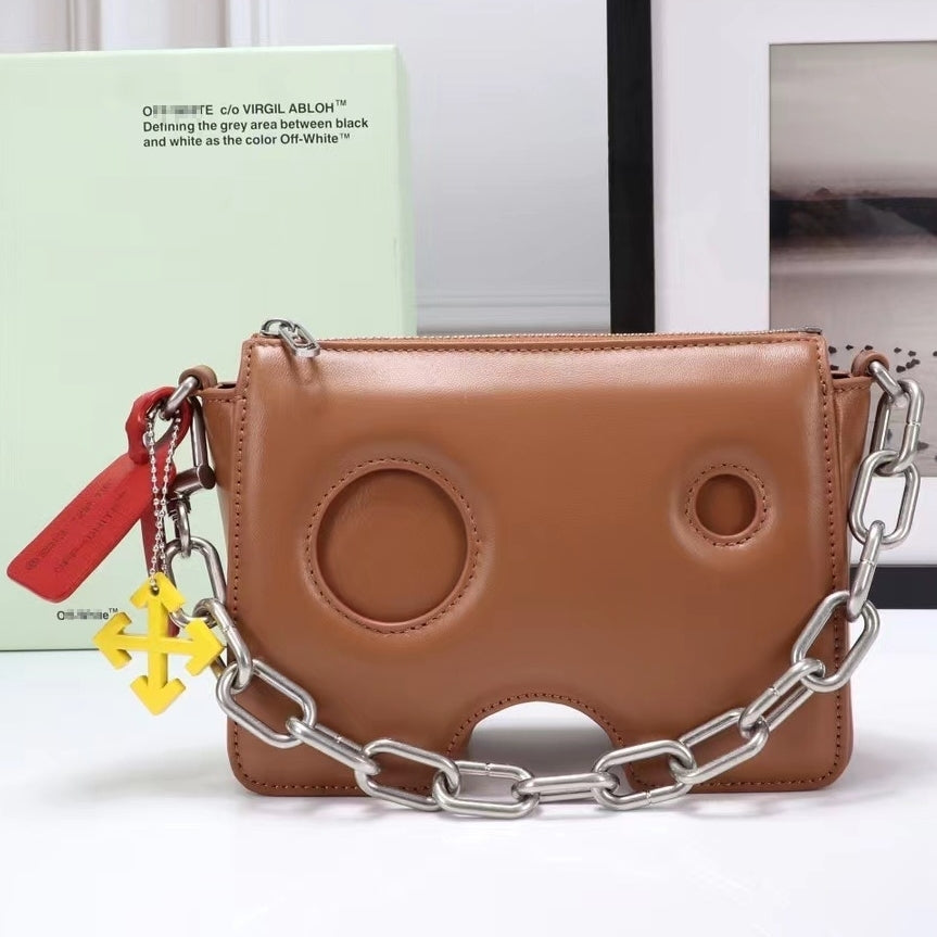 OW Concave leather small square bag
