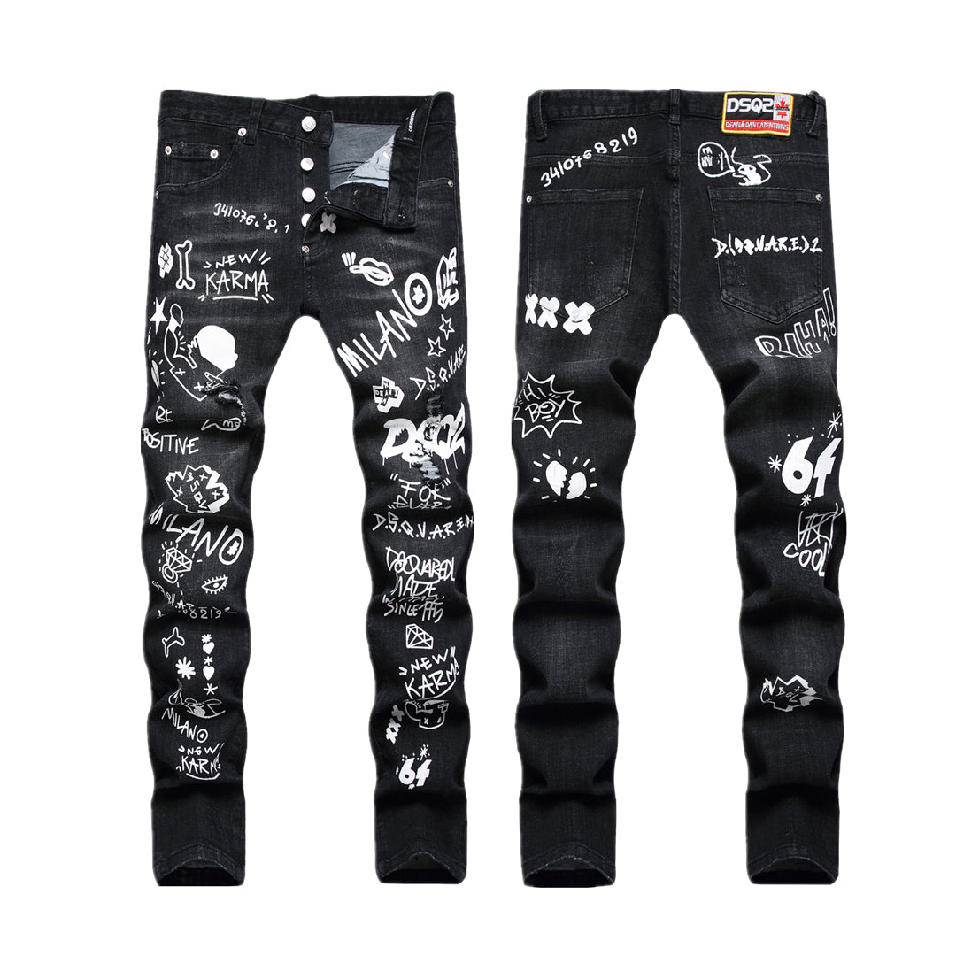 SOLA-DSQ2 little feet graffiti Jeans
