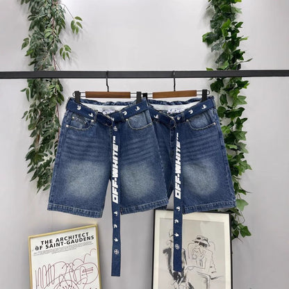 OFF-Whlte Lettering denim shorts#29