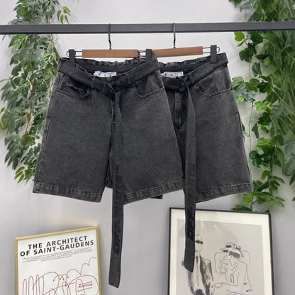 OFF-Whlte Lettering denim shorts#27