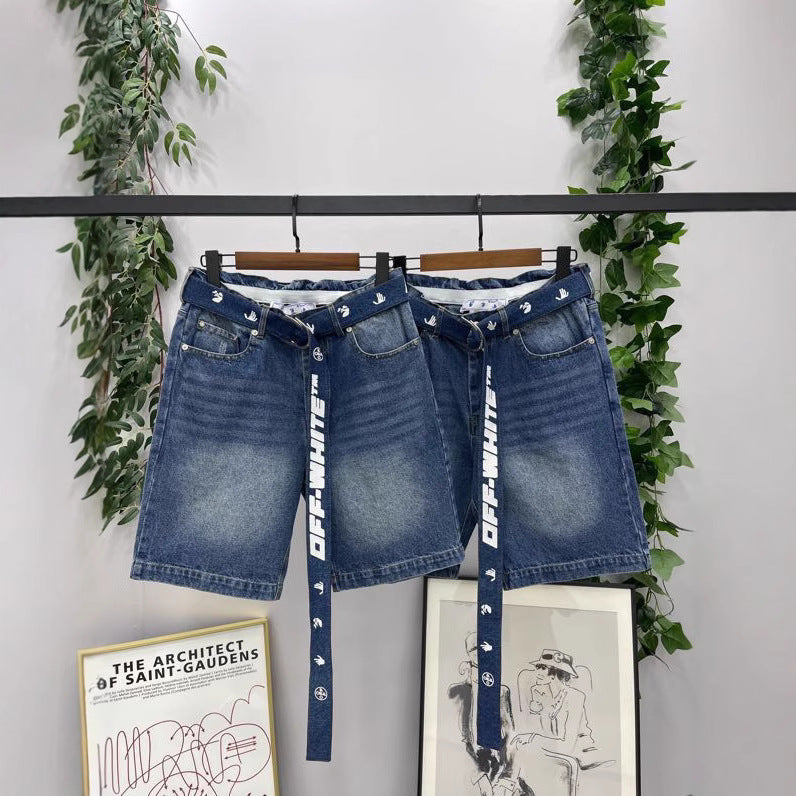 OFF-Whlte Lettering denim shorts#29