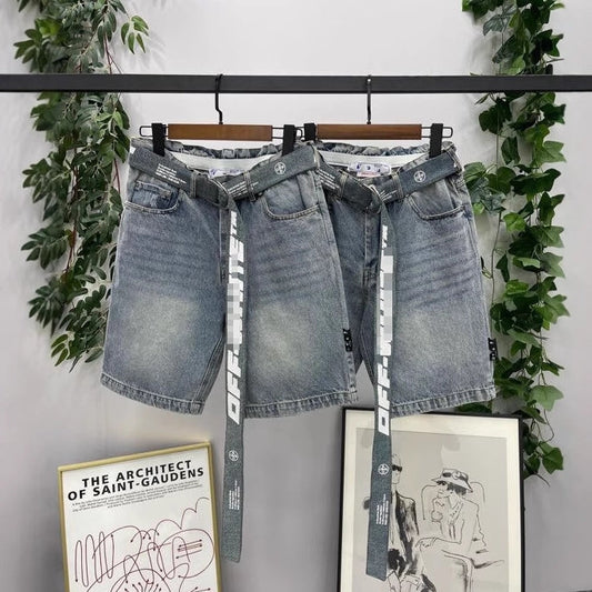 OFF-Whlte Lettering denim shorts#28
