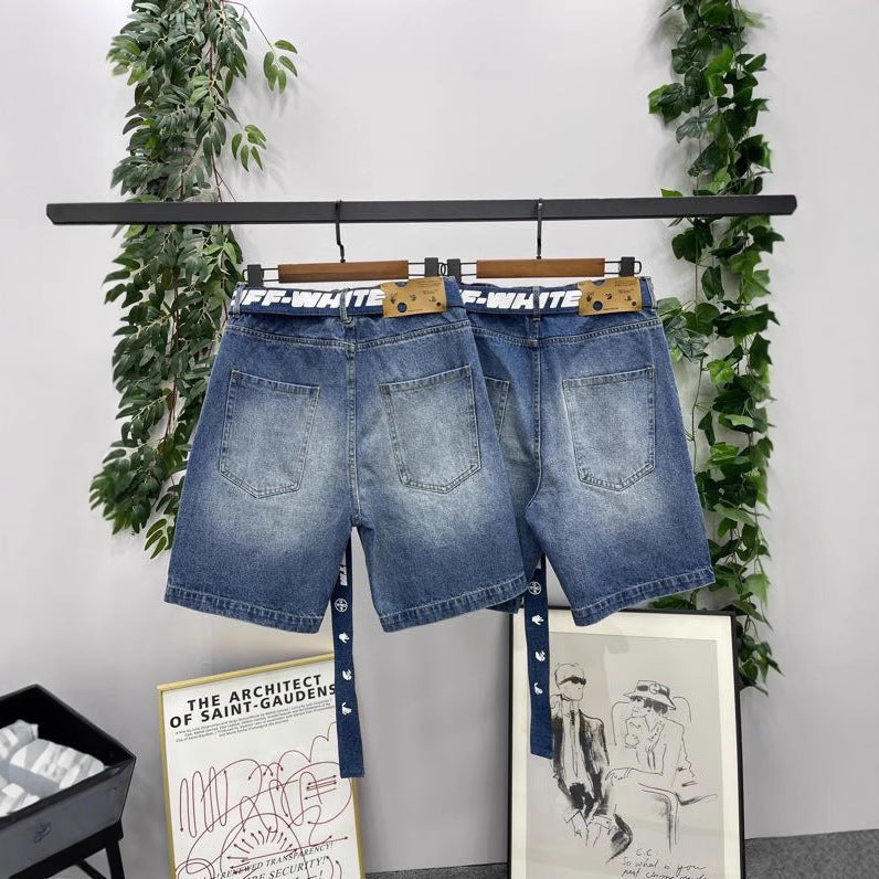 OFF-Whlte Lettering denim shorts#29