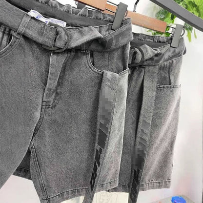 OFF-Whlte Lettering denim shorts#27