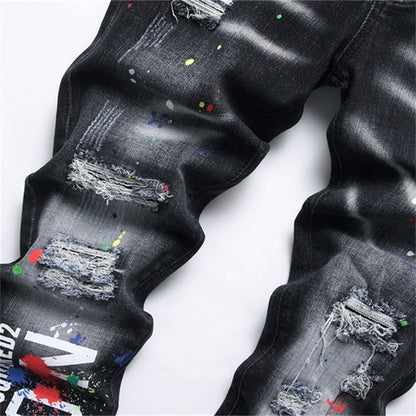 SOLA-DSQ2 Hole 2024ss Black Jeans