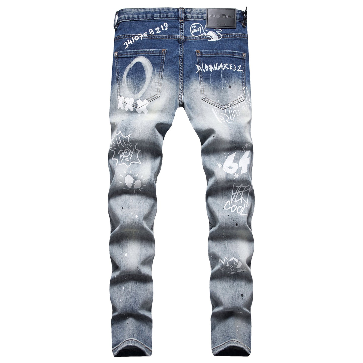 SOLA-DSQ2 hole patch print Jeans