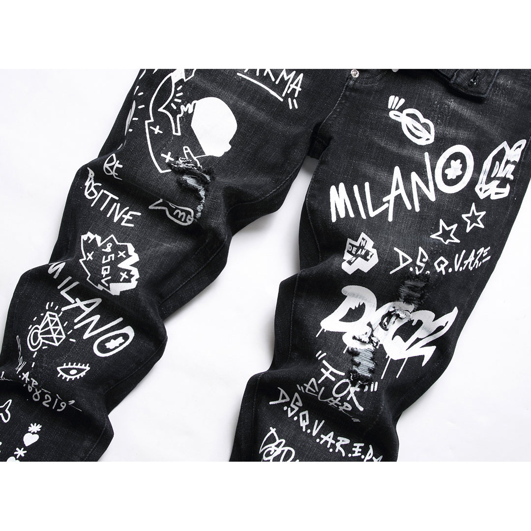 SOLA-DSQ2 little feet graffiti Jeans