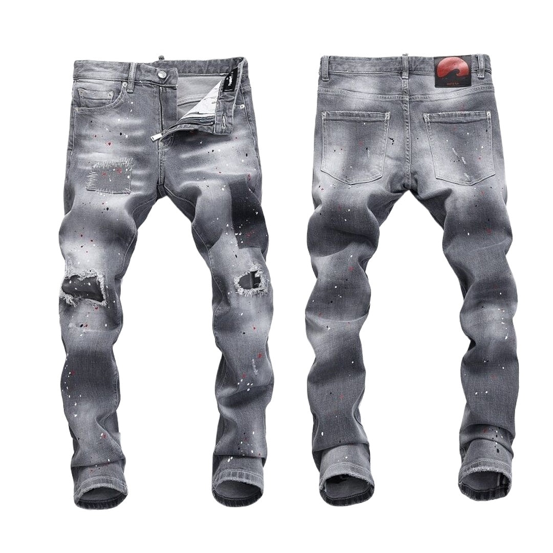 SOLA-DSQ2 hole patch slim fit Jeans