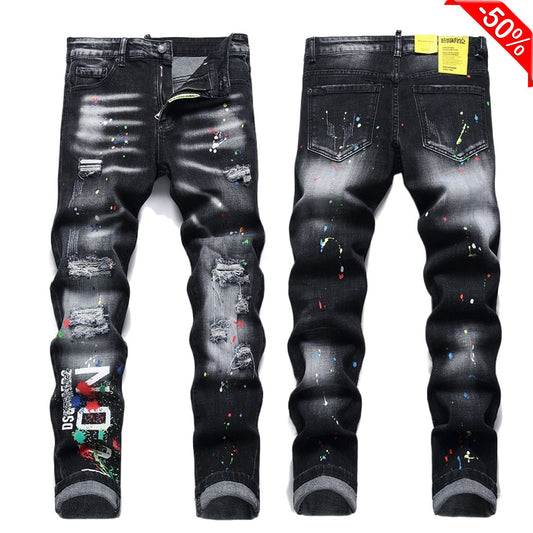 SOLA-DSQ2 Hole 2024ss Black Jeans