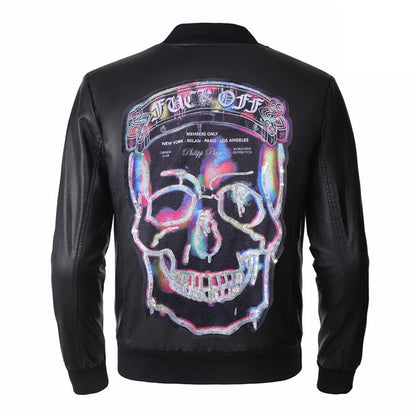 PP New Skull Diamond Leather  Jacket#19