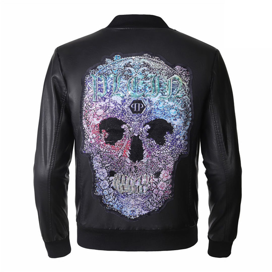 PP New Skull Diamond Leather Jacket#16