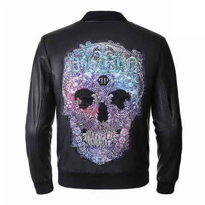 PP New Skull Diamond Leather Jacket#16
