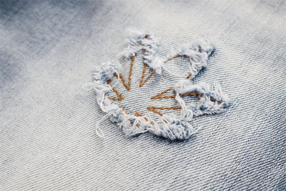 SOLA-DSQ2 New Maple Leaf Patch Man Jeans