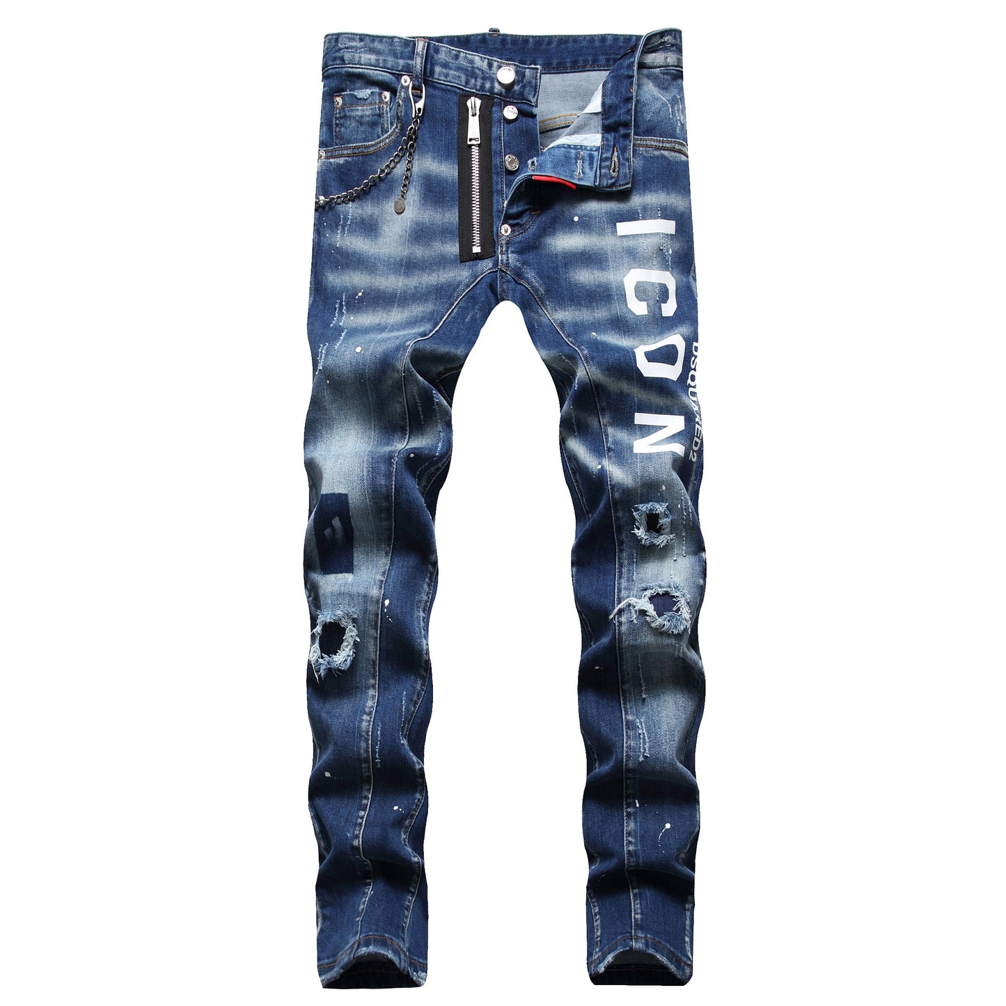 SOLA-DSQ2 hole patch print Jeans