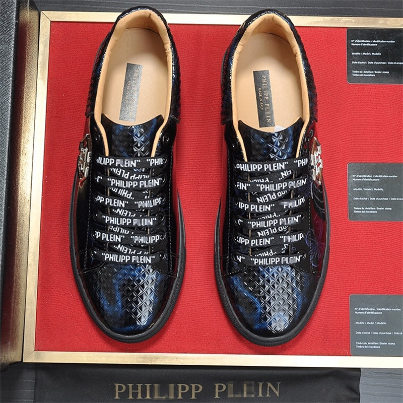PP New Men's Lettered Leather Sneakers