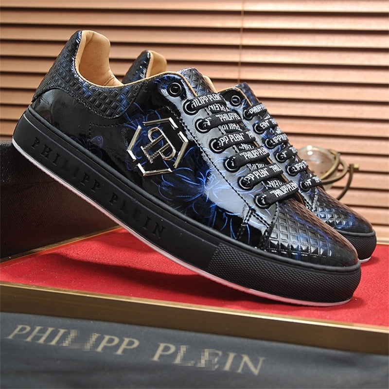 PP New Men's Lettered Leather Sneakers