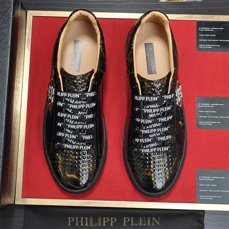 PP New Men's Lettered Leather Sneakers