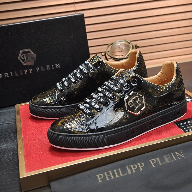 PP New Men's Lettered Leather Sneakers