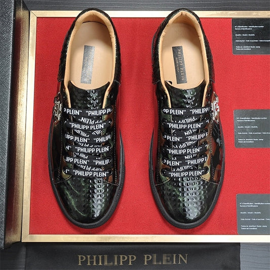 PP New Men's Lettered Leather Sneakers