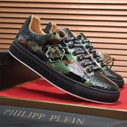 PP New Men's Lettered Leather Sneakers