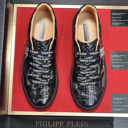 PP New Men's Lettered Leather Sneakers