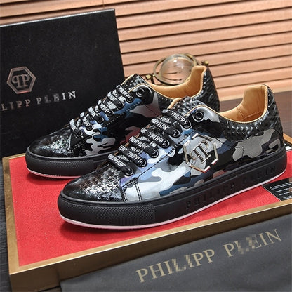 PP New Men's Lettered Leather Sneakers