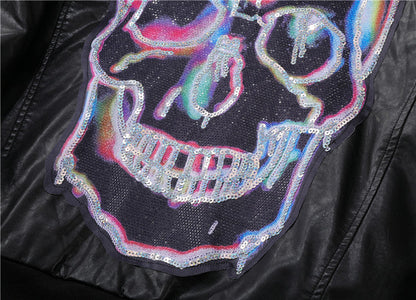 PP New Skull Diamond Leather  Jacket#19