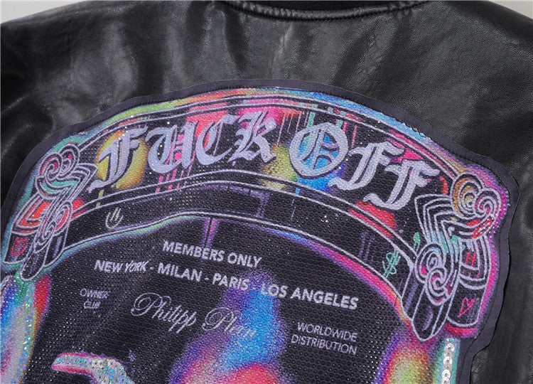 PP New Skull Diamond Leather  Jacket#19