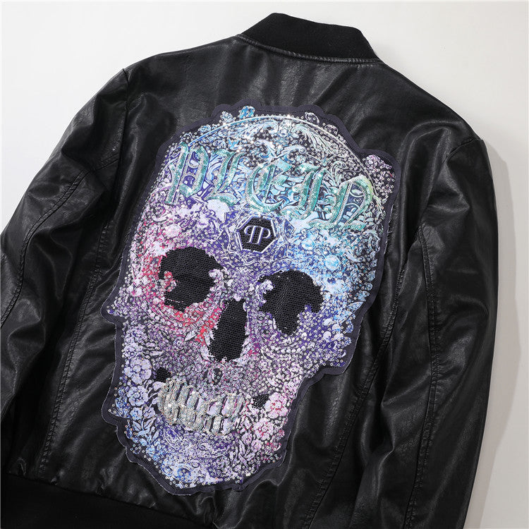 PP New Skull Diamond Leather Jacket#16