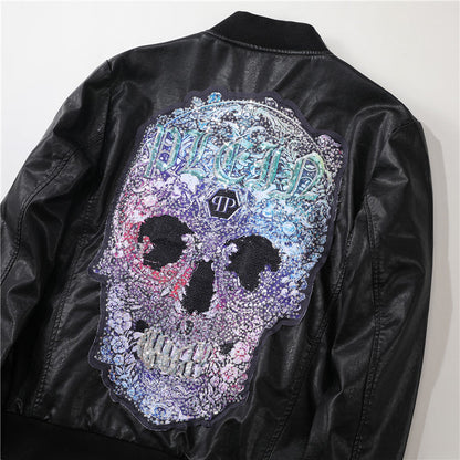PP New Skull Diamond Leather Jacket#16