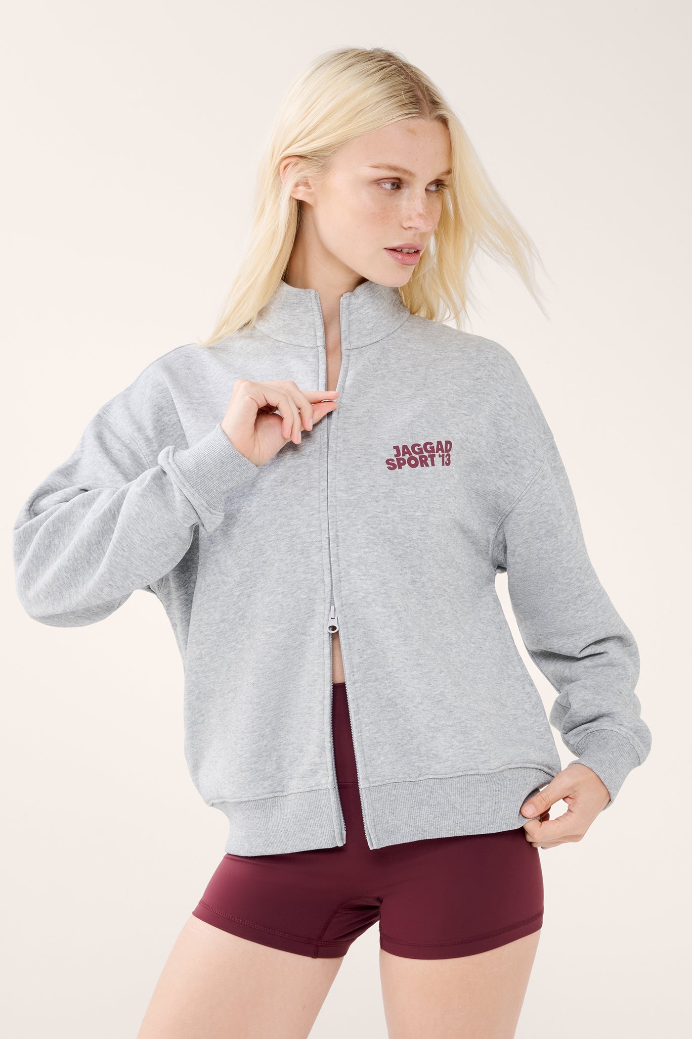 ROUGE ZIP-THROUGH SWEATER GREY MARLE