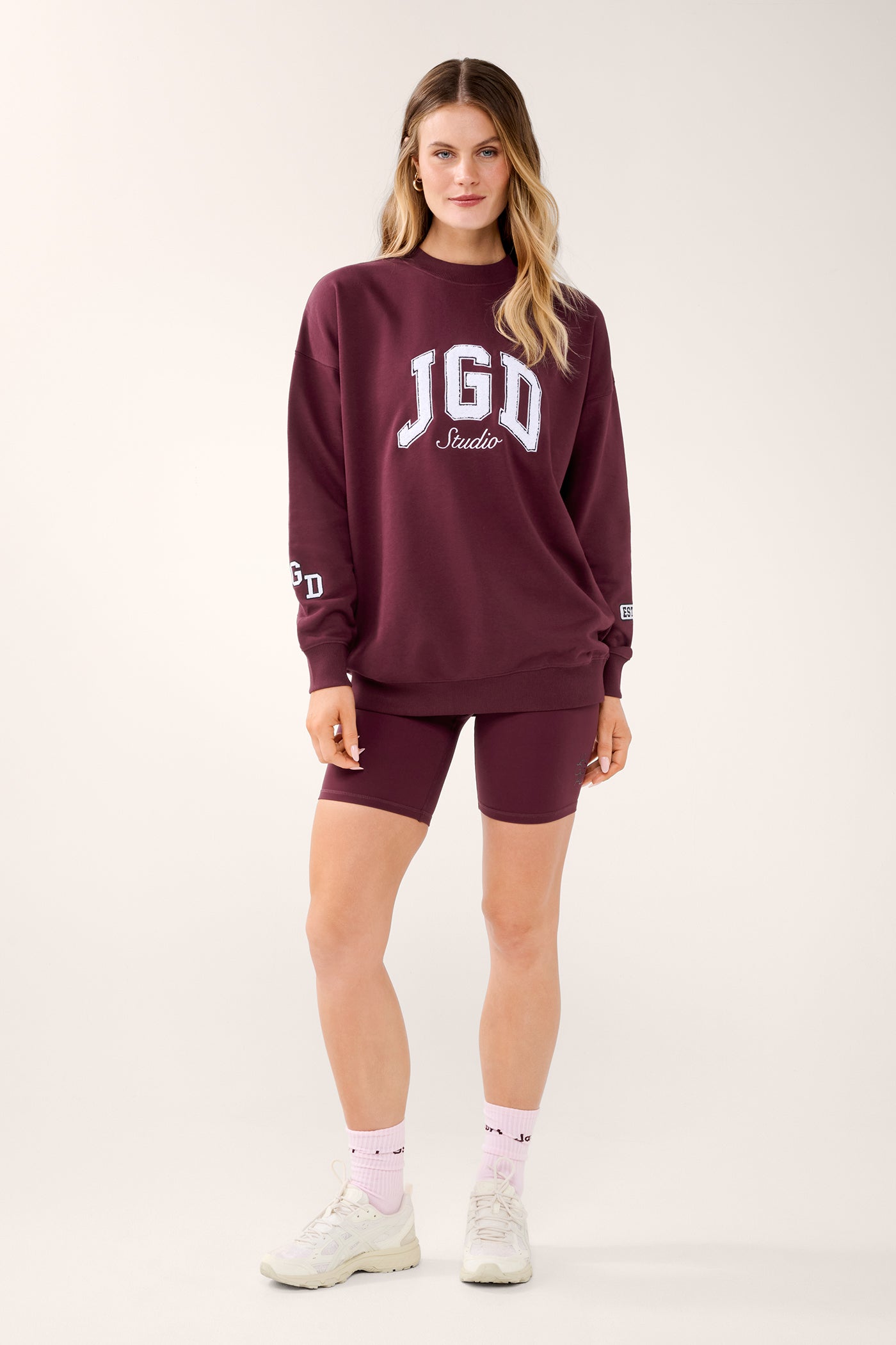 STUDIO LONGLINE TERRY SWEATER CHERRY