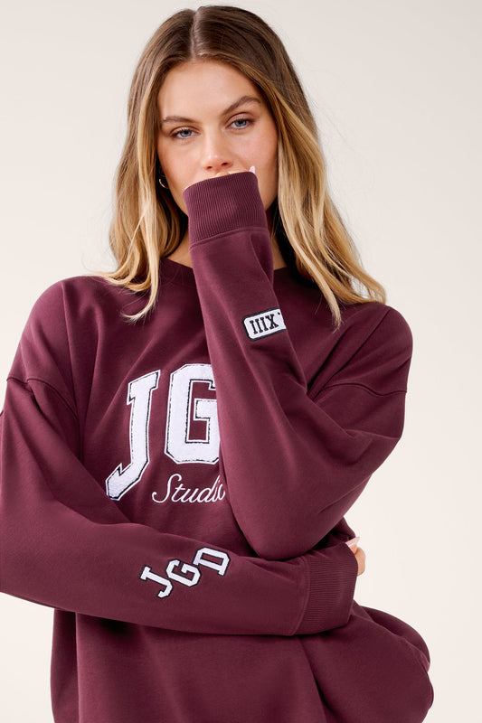 STUDIO LONGLINE TERRY SWEATER CHERRY