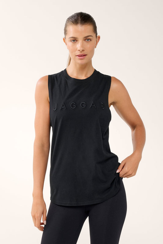 FUSION BLOCK COTTON TANK BLACK