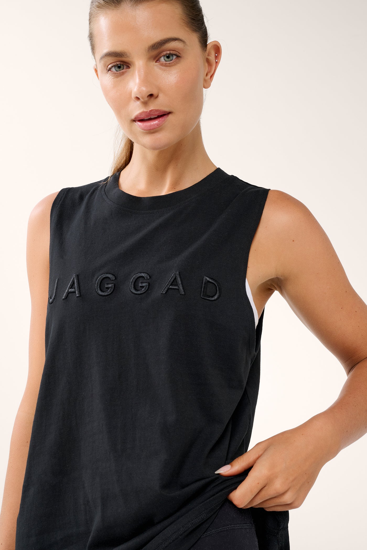 FUSION BLOCK COTTON TANK BLACK