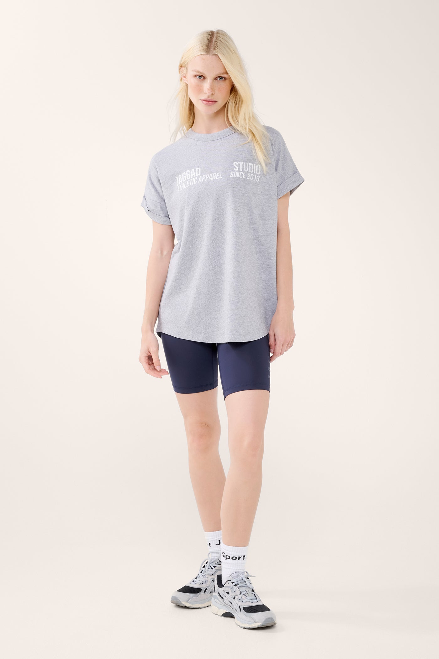 SPRINGS CUFFED SLEEVE TEE GREY MARLE