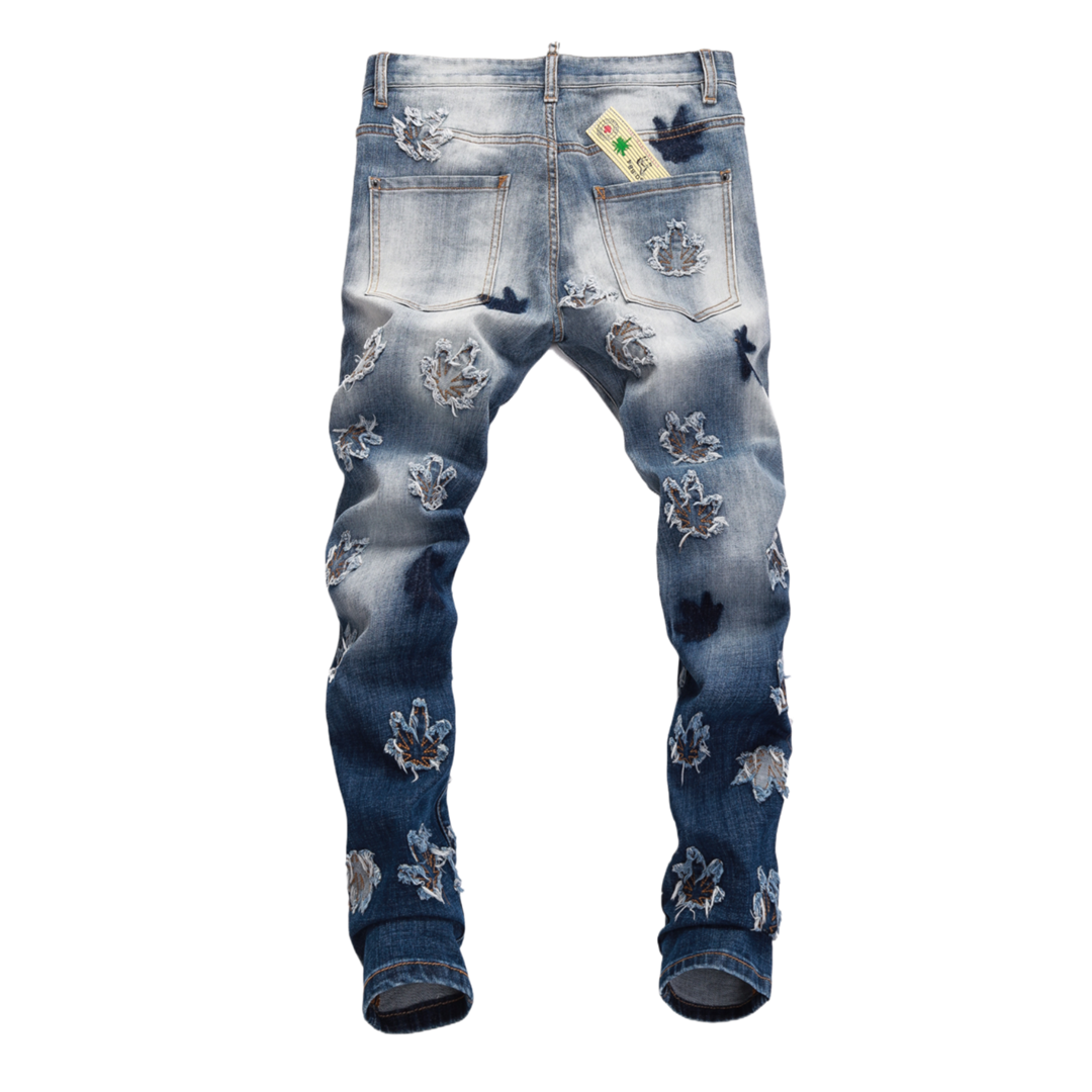 SOLA-DSQ2 New Maple Leaf Patch Man Jeans