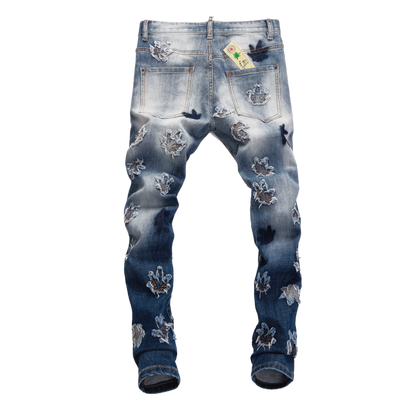 SOLA-DSQ2 New Maple Leaf Patch Man Jeans