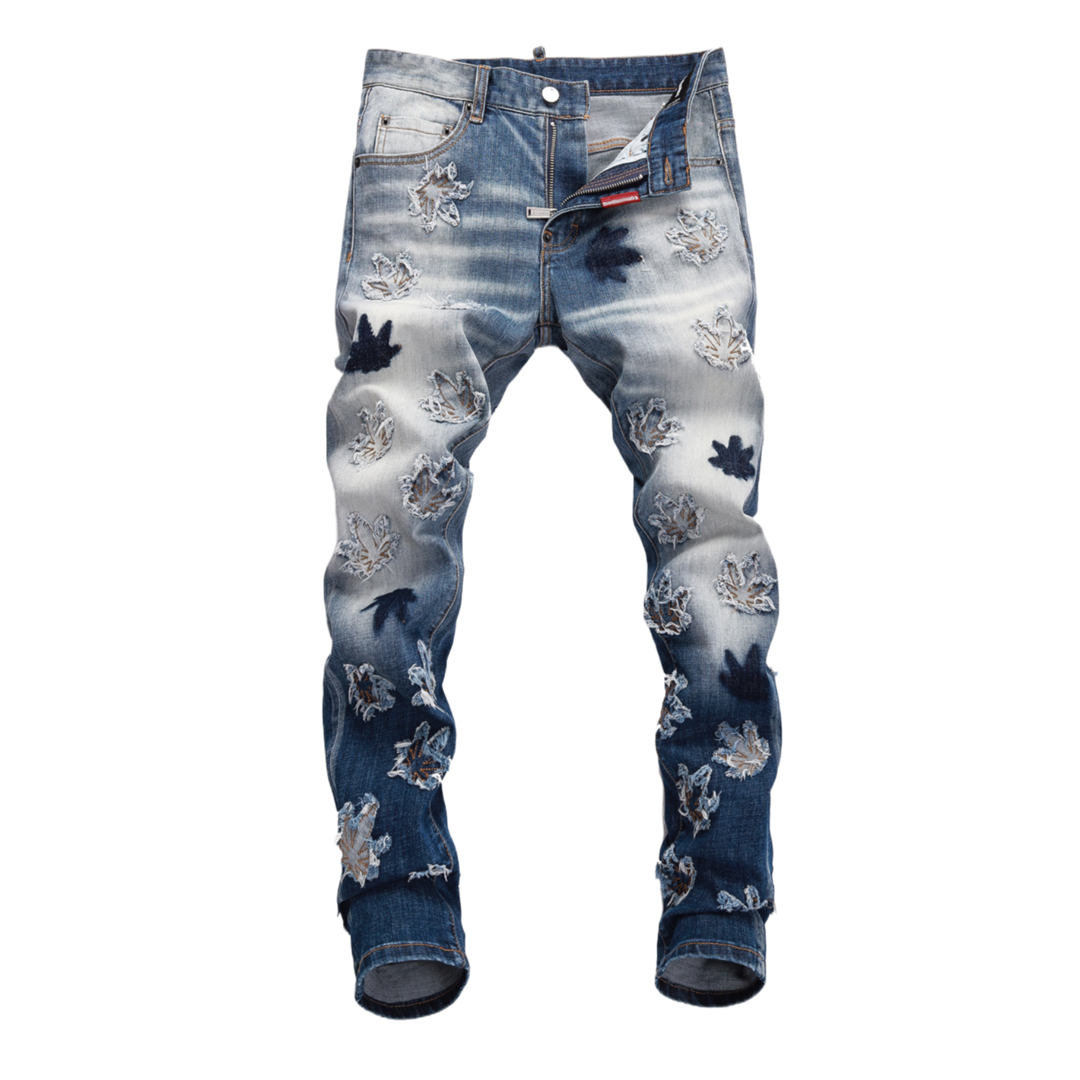 SOLA-DSQ2 New Maple Leaf Patch Man Jeans