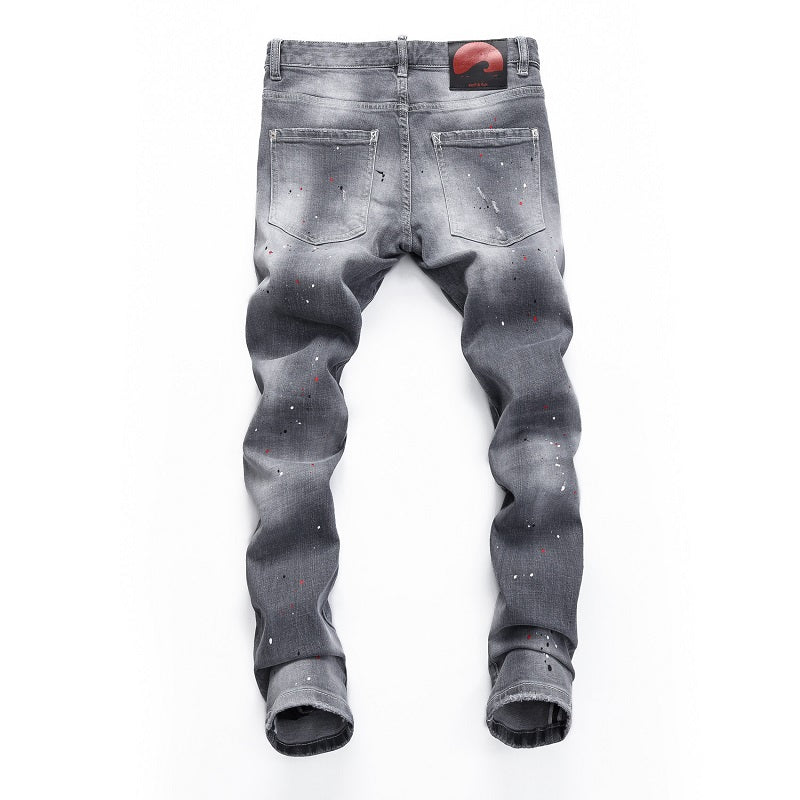 SOLA-DSQ2 hole patch slim fit Jeans
