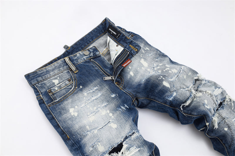 SOLA-DSQ2 New Man Ink splash Hole Jeans