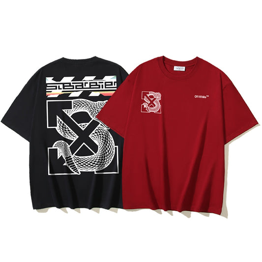 OFF-Whlte Snake pattern arrow logo T-shirt