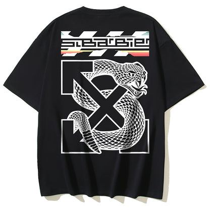 OFF-Whlte Snake pattern arrow logo T-shirt