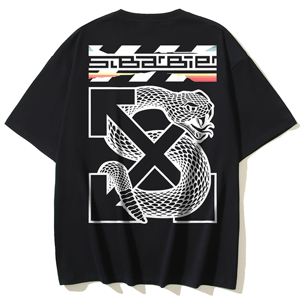 OFF-Whlte Snake pattern arrow logo T-shirt